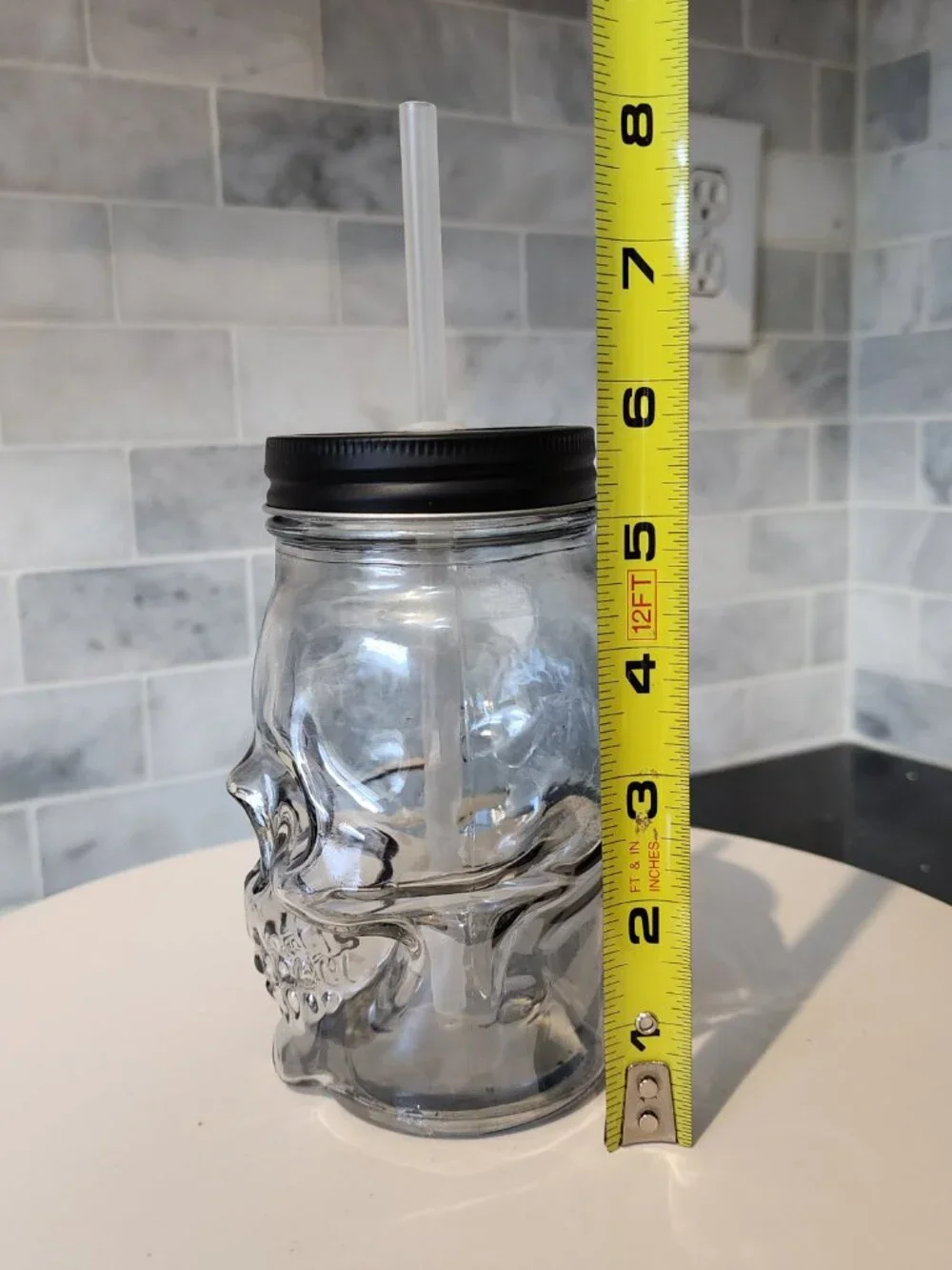 Glass Skull Mason Jar Tumbler